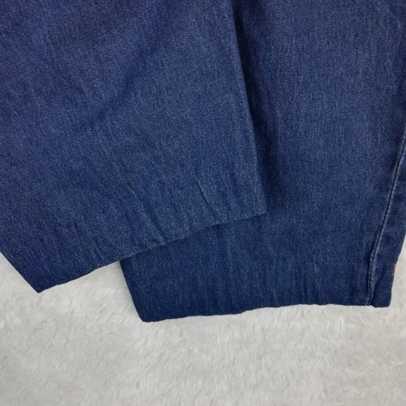 Erika Womans Jeans Straight Leg Blue Denim Embroidered Floral Elastic Petite PM - Picture 12 of 14